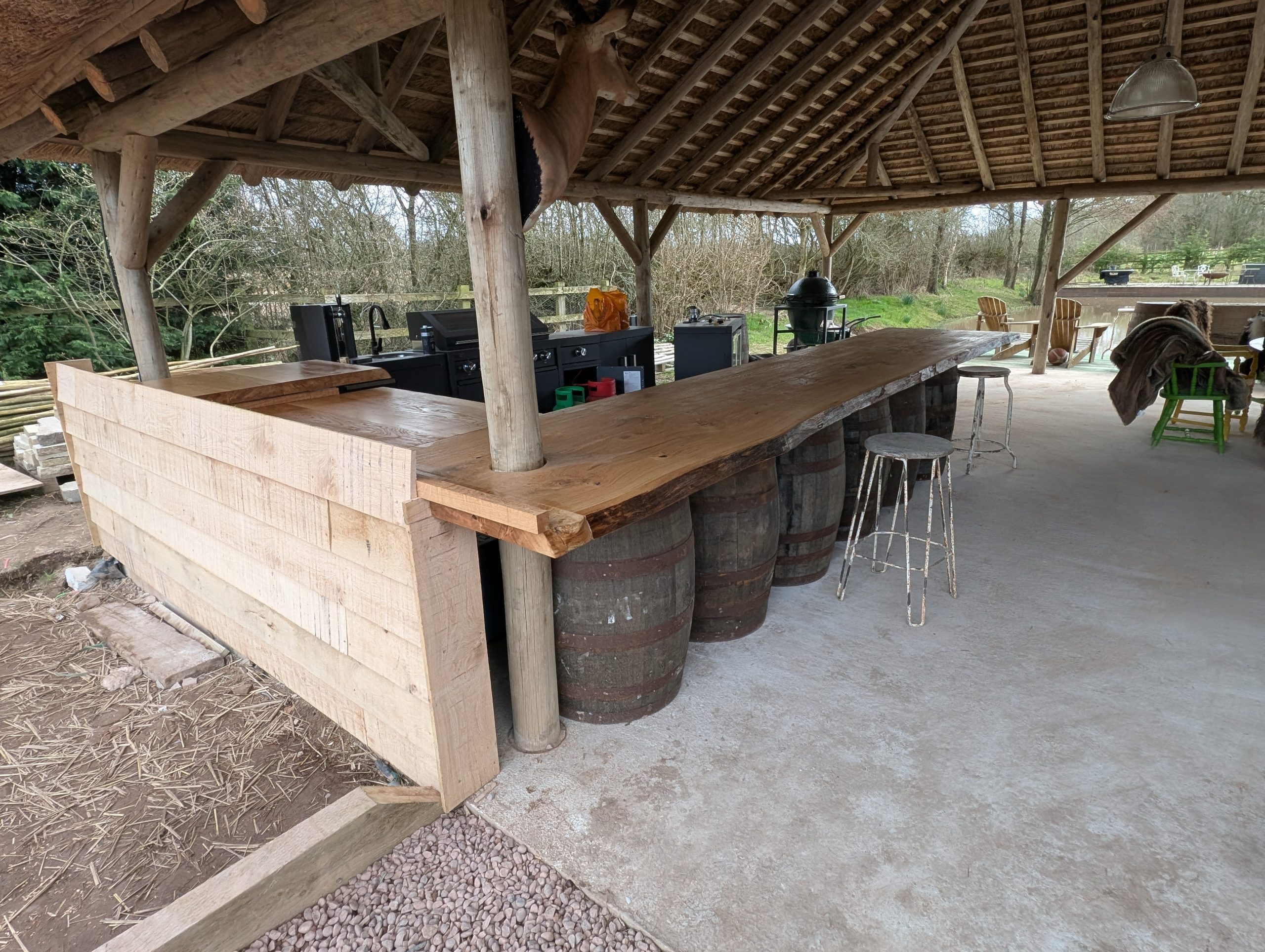 Luxury restaurant timber countering and feature woodwork