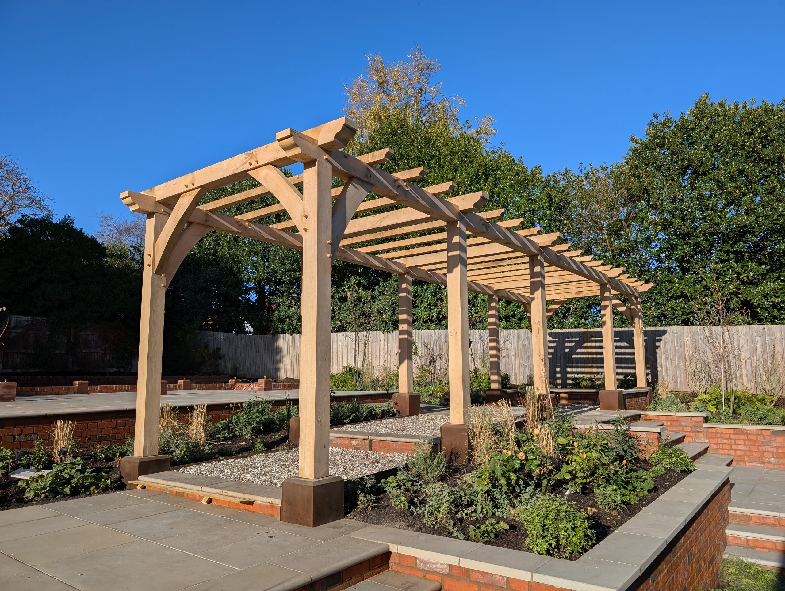 Premium heavy structural timber framing for outdoor hospitality space